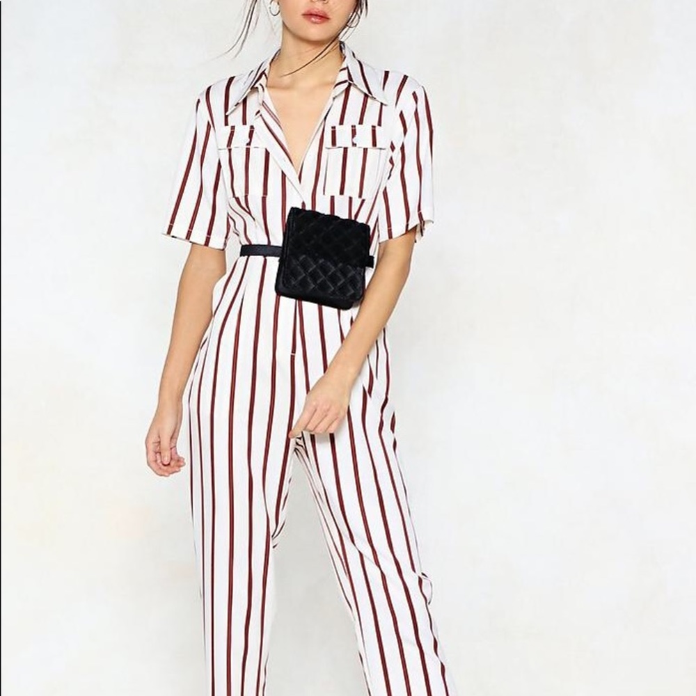 Striped Utility Cargo Jumpsuit